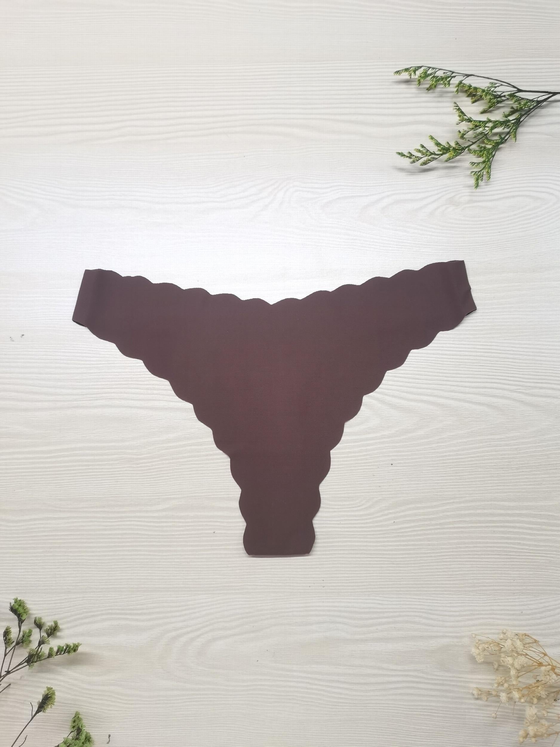 5pcs Scallop Trim Thongs Seamless & Comfy Stretchy Intimates Panties