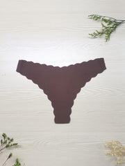 5pcs Scallop Trim Thongs Seamless & Comfy Stretchy Intimates Panties