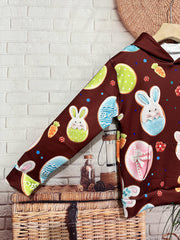 Easter Bunny Graphic Hoodie Girls Comfy Pullover