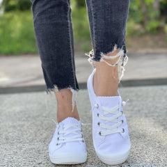 Women's Lace Up Canvas Sneakers Lightweight Casual Flat Shoes