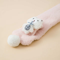 Girls Plush Bear Neck Scarf for Winter Christmas