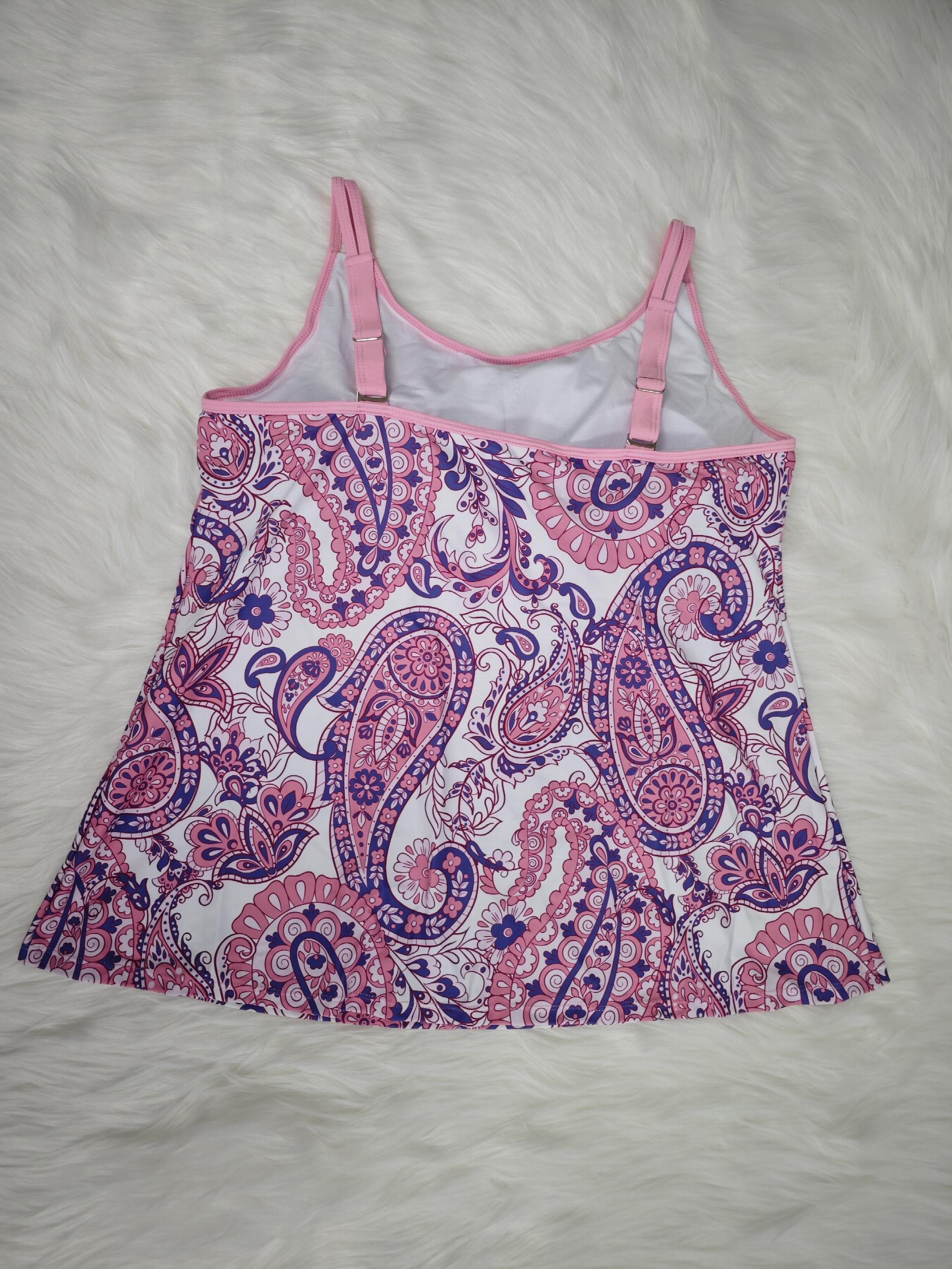 Paisley Print Tankini Set Cami Top & Shorts Swimsuit
