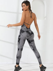Tie Dye Yoga Jumpsuit Backless Sports Bodysuit Women's Activewear