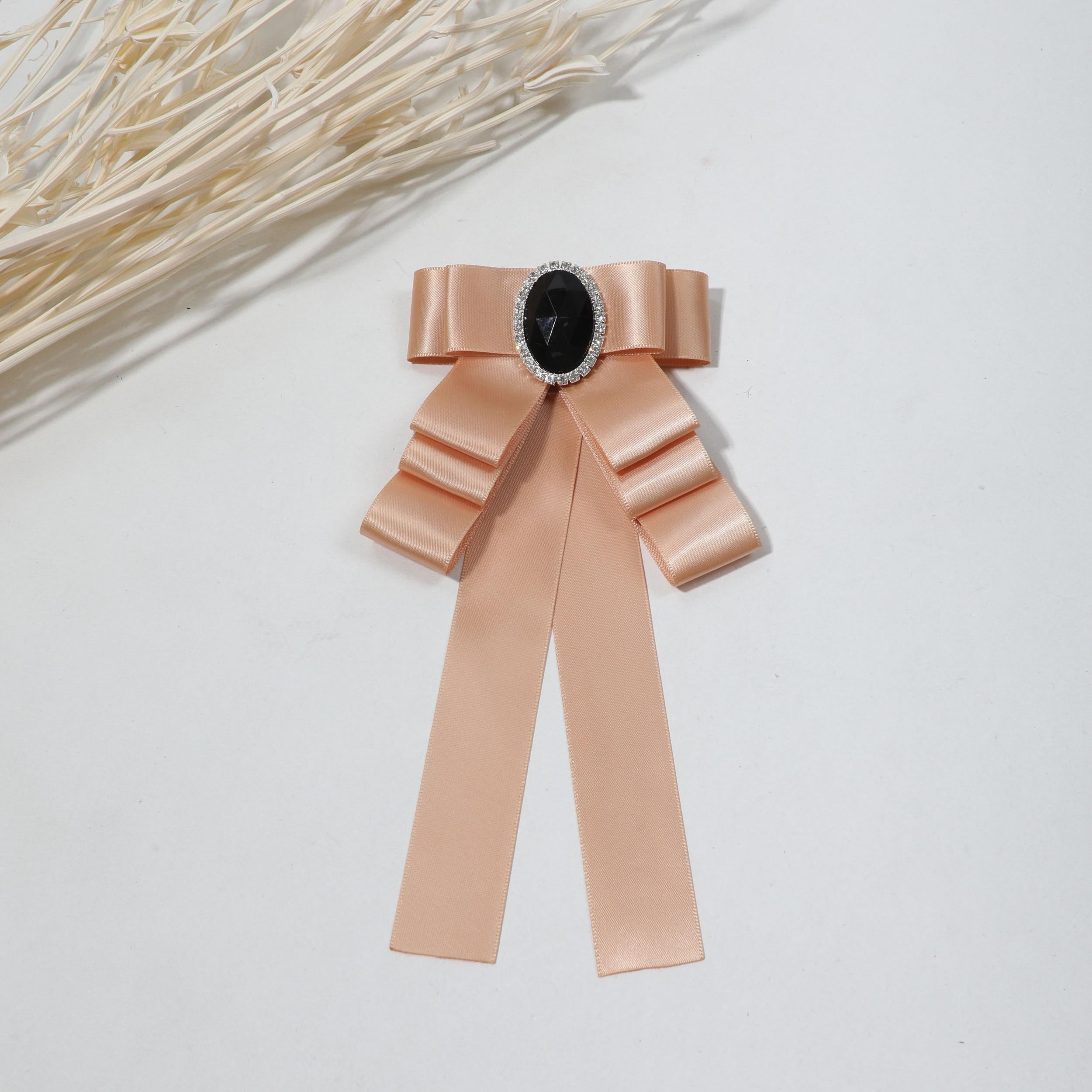 Khaki Layer Bow Tie with Rhinestone Inlay for Party Prom Dress