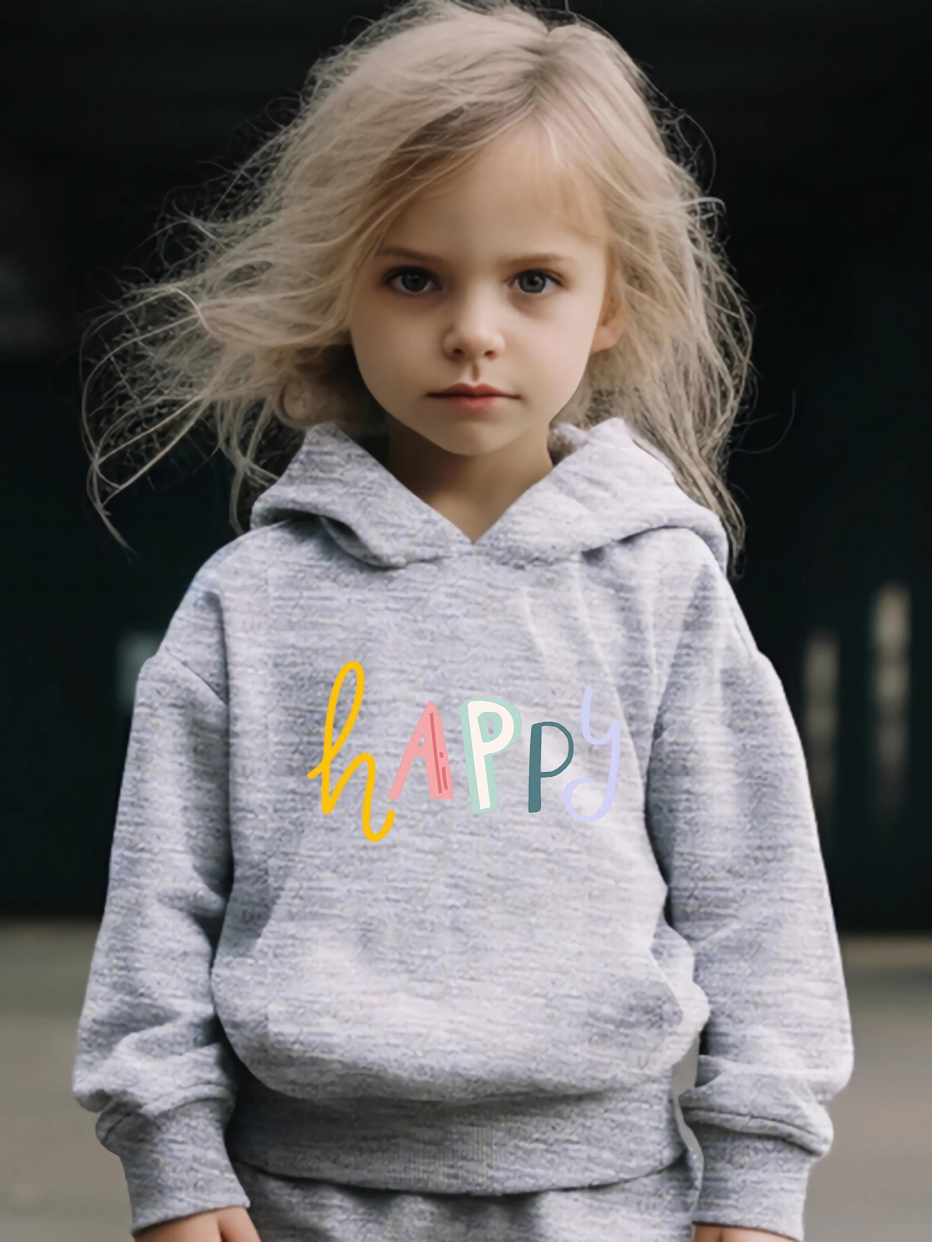 Girls 2pcs Cartoon Hooded Sweatshirt & Sweatpants Set