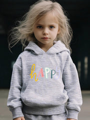 Girls 2pcs Cartoon Hooded Sweatshirt & Sweatpants Set