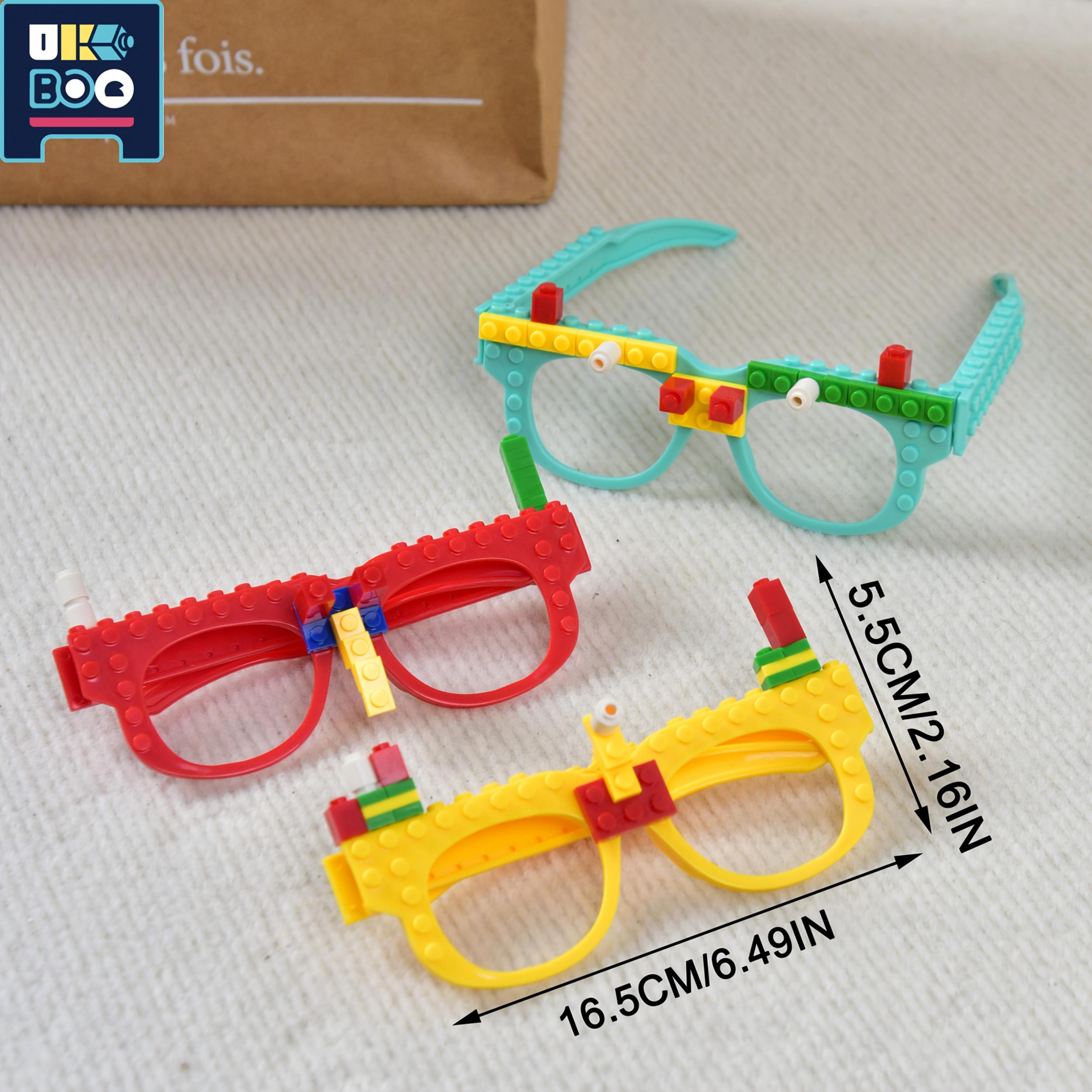 UKBOO DIY Building Bricks Glasses Toy for Kids - Colorful ABS Plastic Blocks