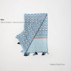 Wavy Stripe Print Long Scarf Tassel Shawl Head Wrap
