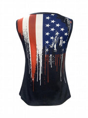 American Flag Print Tank Top V Neck Sleeveless Top