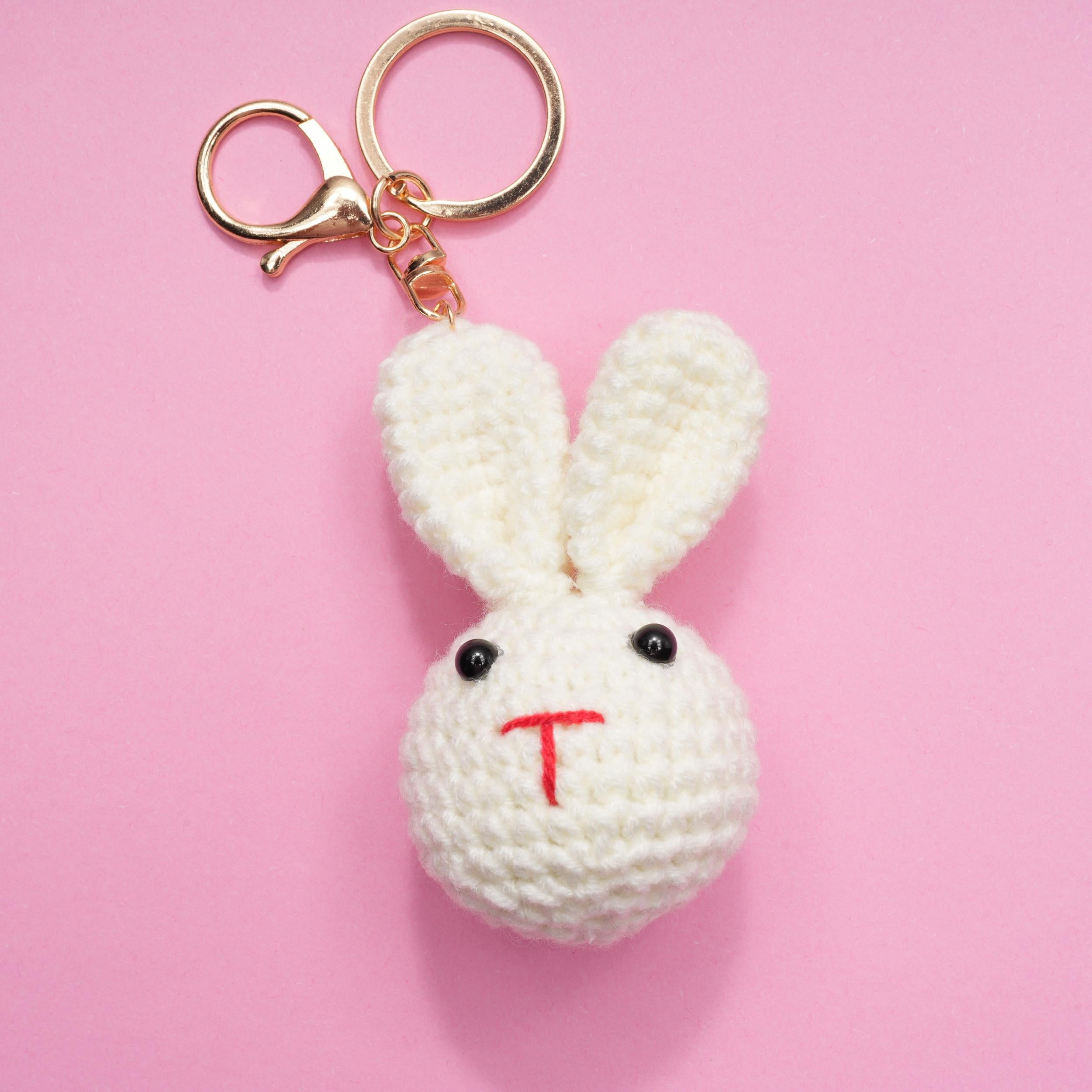 Hand Knitted Pendant Cartoon Bunny Bear Pumpkin Yarn Keychain