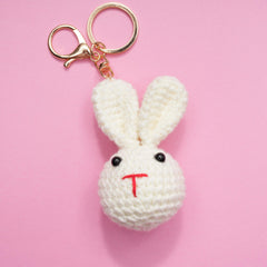 Hand Knitted Pendant Cartoon Bunny Bear Pumpkin Yarn Keychain