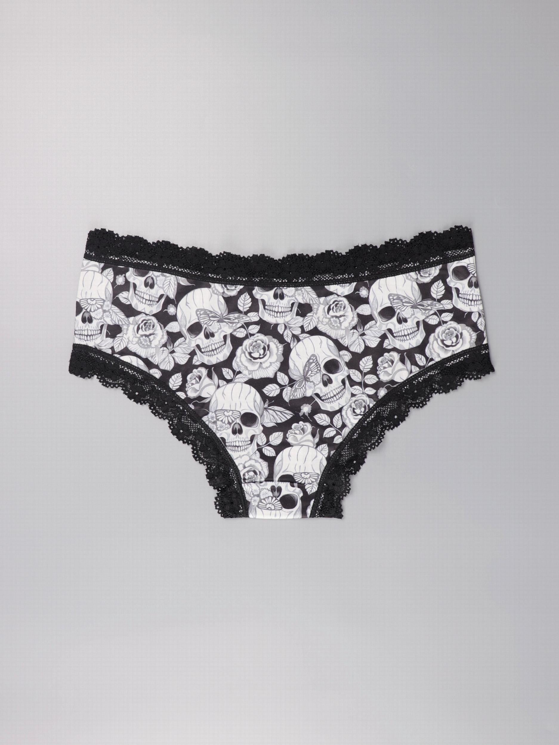 Gothic Lace Hipster Panties Halloween Print Intimates Women's Underwear