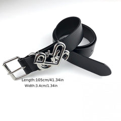 Gothic Cross Heart Leather Belt Vintage Punk Jeans Pants Belt For Women