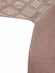 Solid Pointelle Long Sleeve V Neck Button Up Knit Cardigan