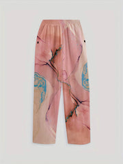 Graphic Print Dual Pockets Loose Pants Casual Comfy Pants