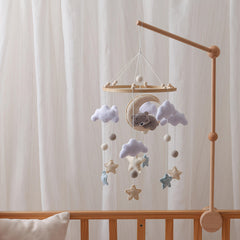 Baby Mobile Crib Toy, Gray Bear Sheep Star Shapes, Soft Pastel Colors