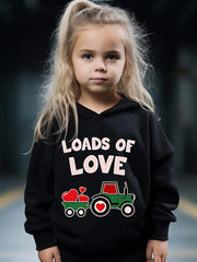 2pcs Heart Truck & LOADS OF LOVE Graphic Hoodies Pants Set