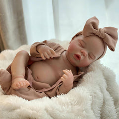 Realistic Bald Vinyl Baby Girl Reborn Doll with Bow - Perfect Gift for Girls