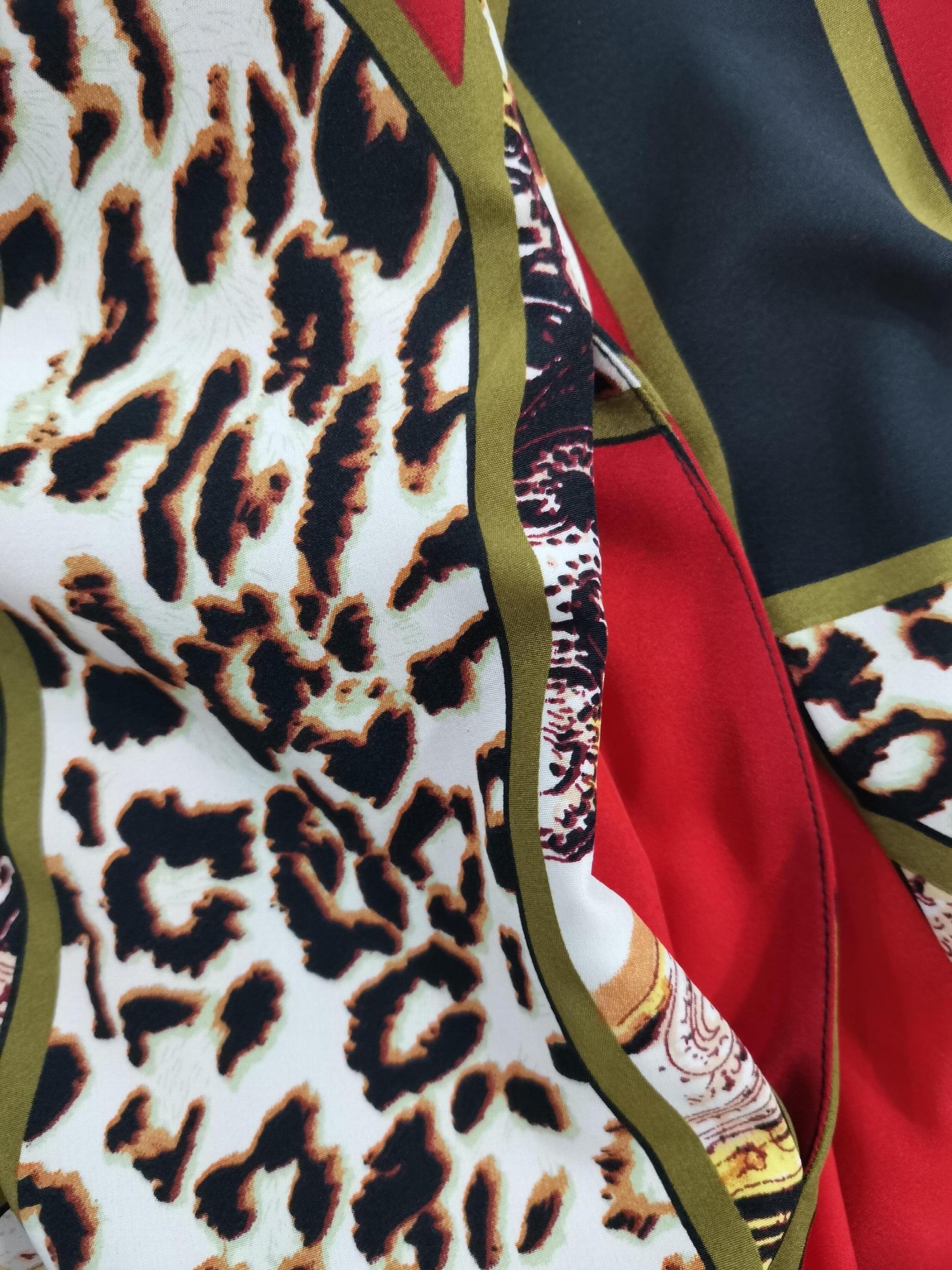 Colorblock Leopard Paisley Romper Off Shoulder Lantern Sleeve