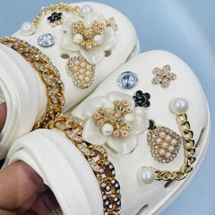 14pcs Pearl Rhinestone Shoe Charms Bling For Women Girls Kids