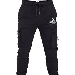 Men's Addicted Print Cargo Pants with Drawstring Pockets