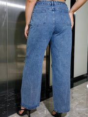 Ripped Wide Leg Denim Pants Women's Plus Y2K Style Jeans