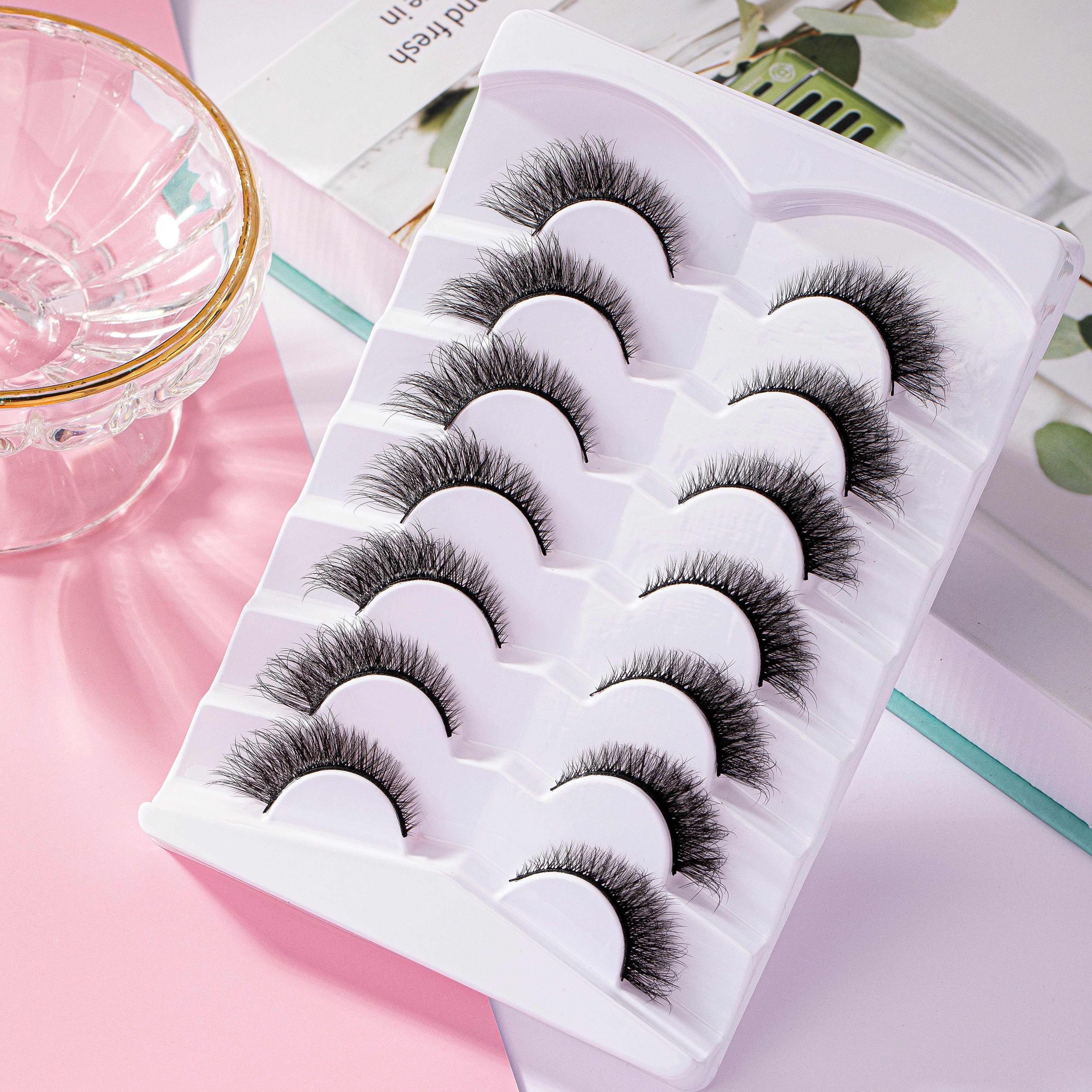 7 Pairs Faux Mink Hair Lashes Cat Eye Fluffy Soft Dramatic Eyelashes