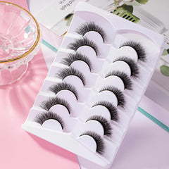 7 Pairs Faux Mink Hair Lashes Cat Eye Fluffy Soft Dramatic Eyelashes