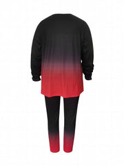 Women's Plus Ombre & Gnomes Print Peplum Top & Leggings Outfit Set