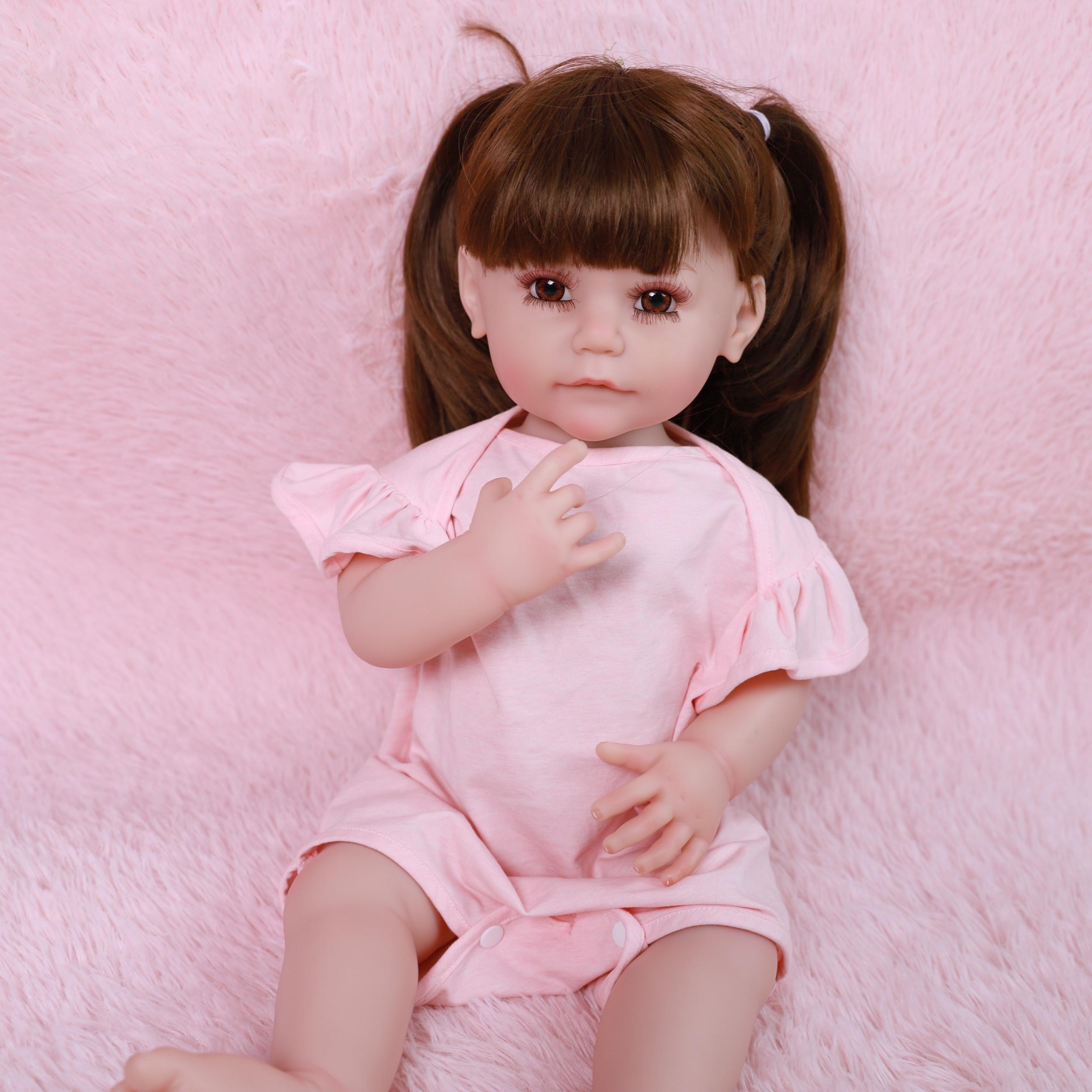 55 Cm Lifelike Reborn Dolls Toddler Girl Silicone Baby Doll Realistic Newborn