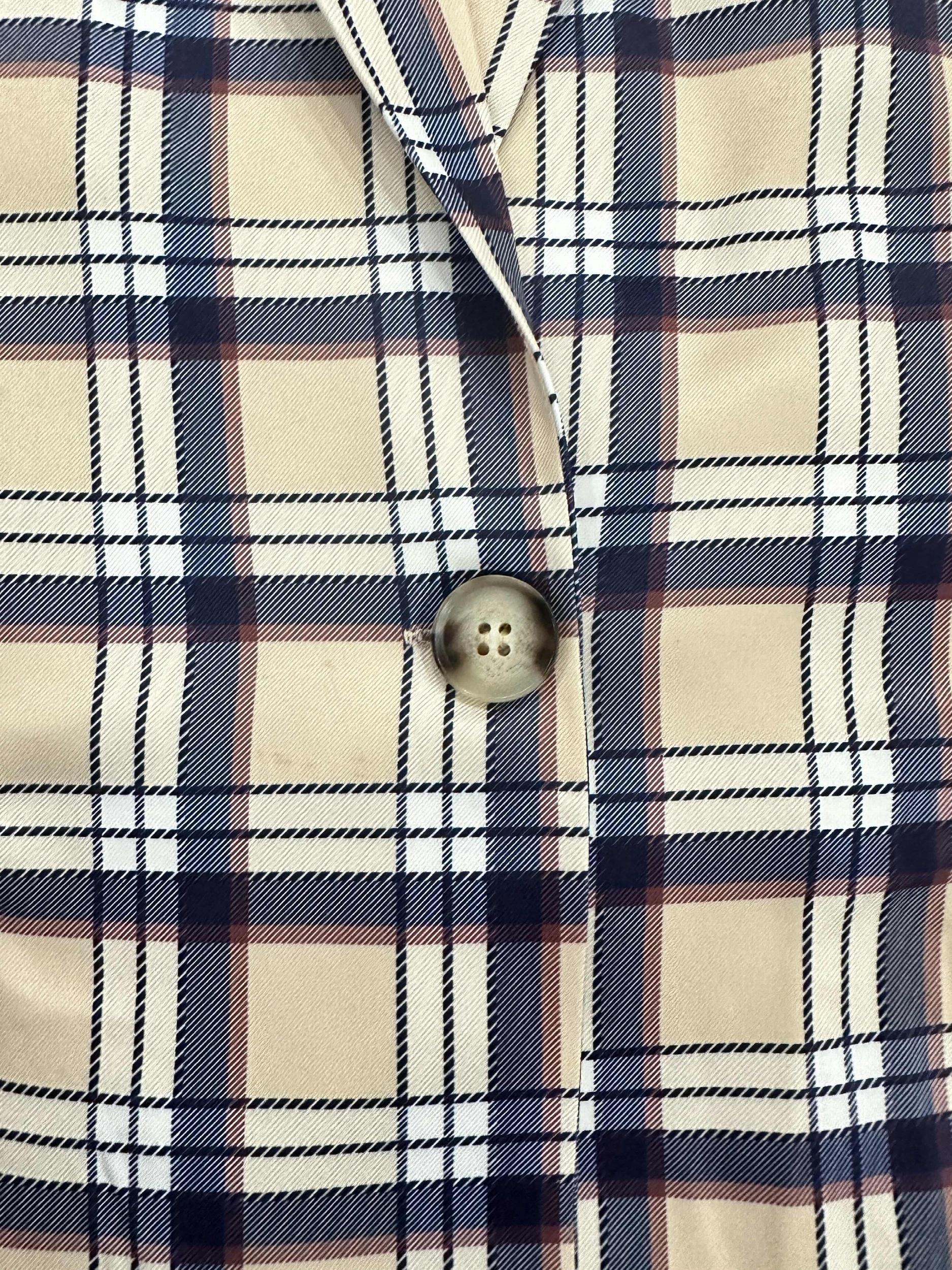 Women's Plus Plaid Print Blazer Long Sleeve