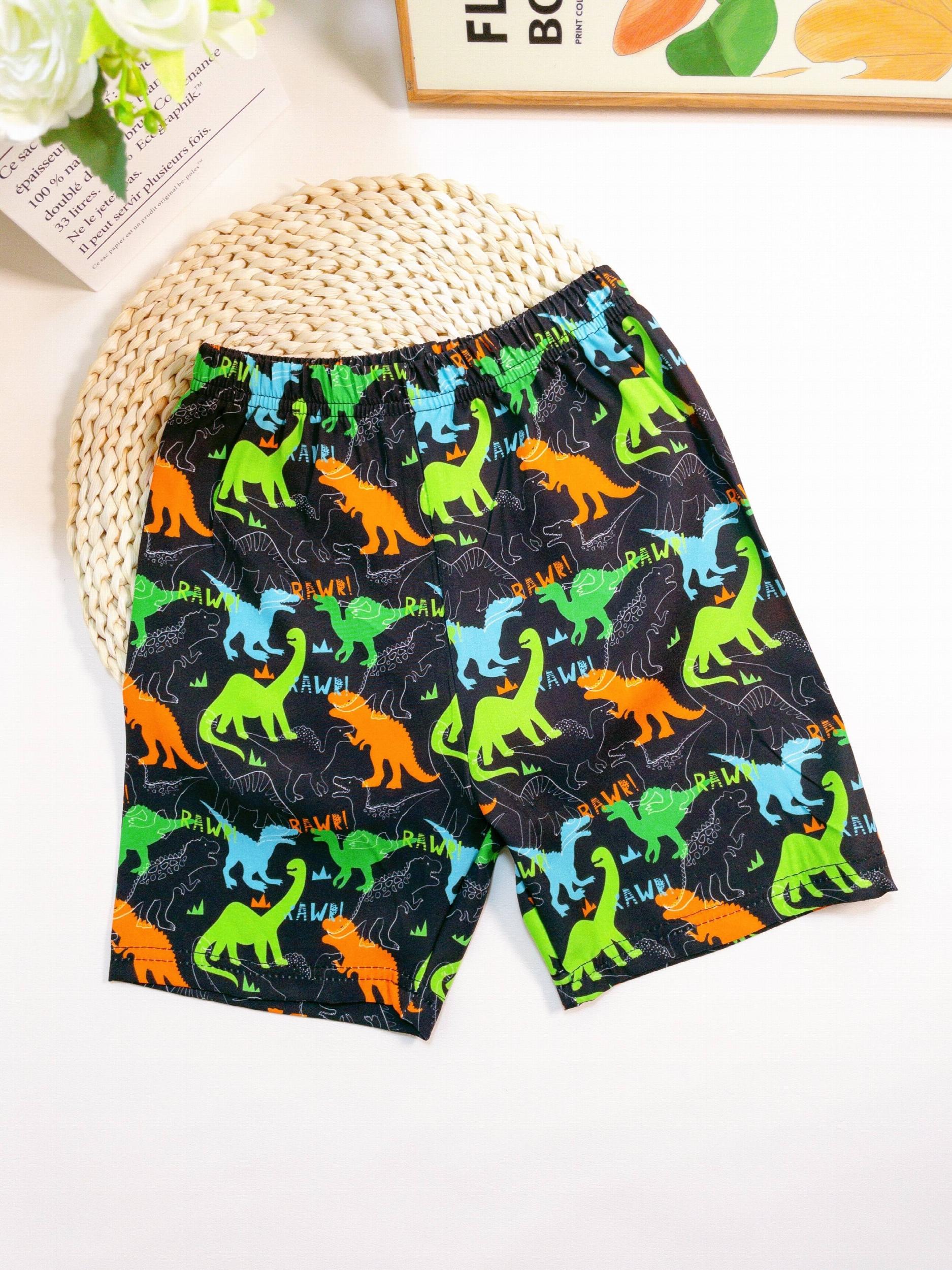 Boys Dinosaur Letter Print Casual Shorts, Kids Summer Clothes