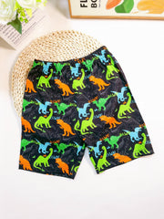 Boys Dinosaur Letter Print Casual Shorts, Kids Summer Clothes
