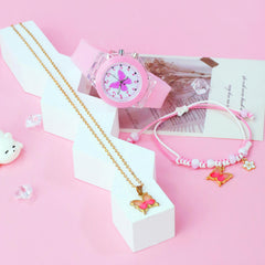 3pcs Girls' Quartz Watch Bracelet Set LED Glow in the Dark Silicone Strap