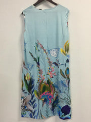 Floral & Butterfly Print Tank Dress With Pockets