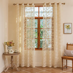 Ginkgo Leaf Curtain Grommet Top Curtain For Home Decor