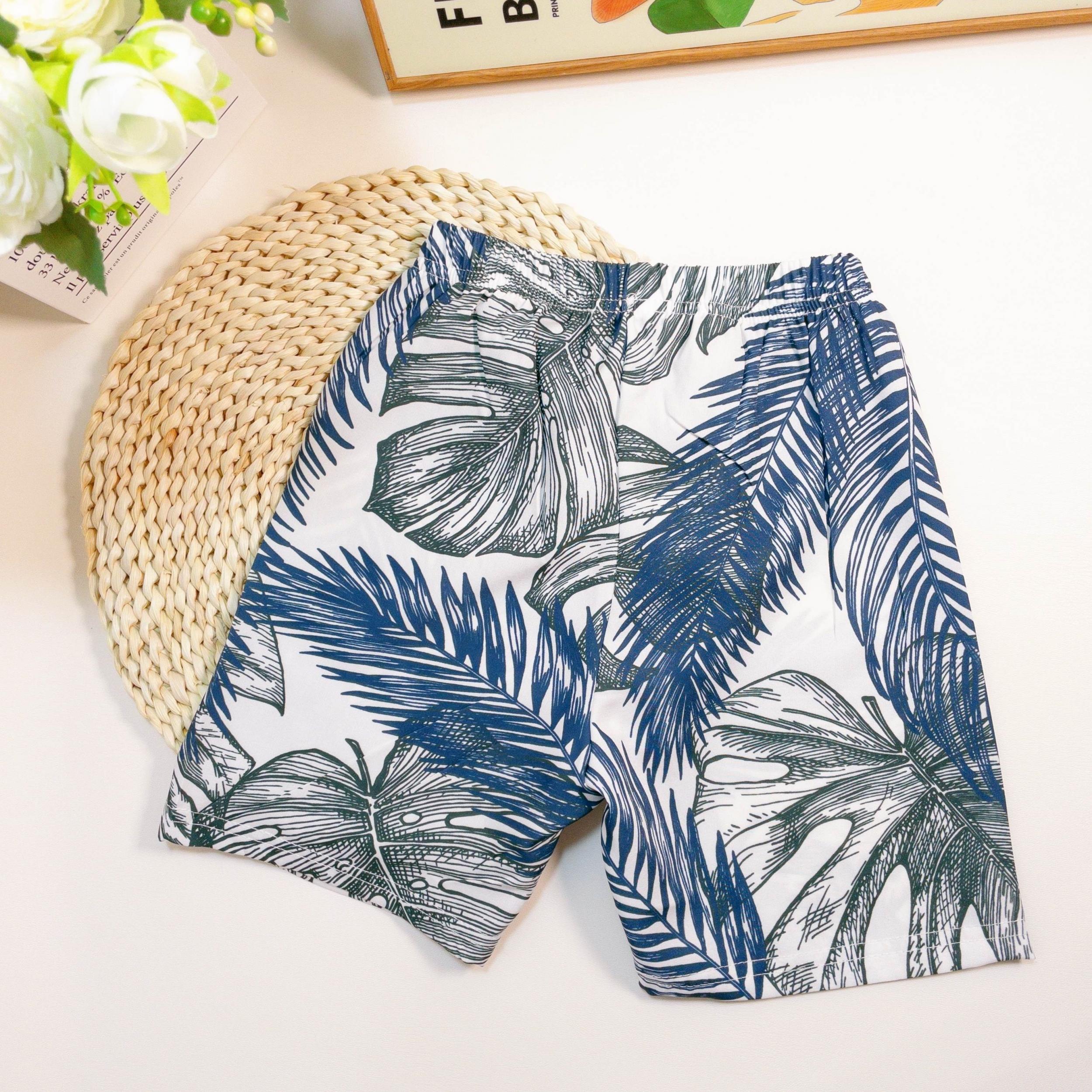 Boys Tropical Leaves Swim Trunks for Summer Beach Party