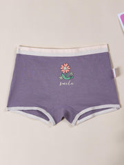 4pcs Girl's Cotton Cartoon Printed Boxer Briefs