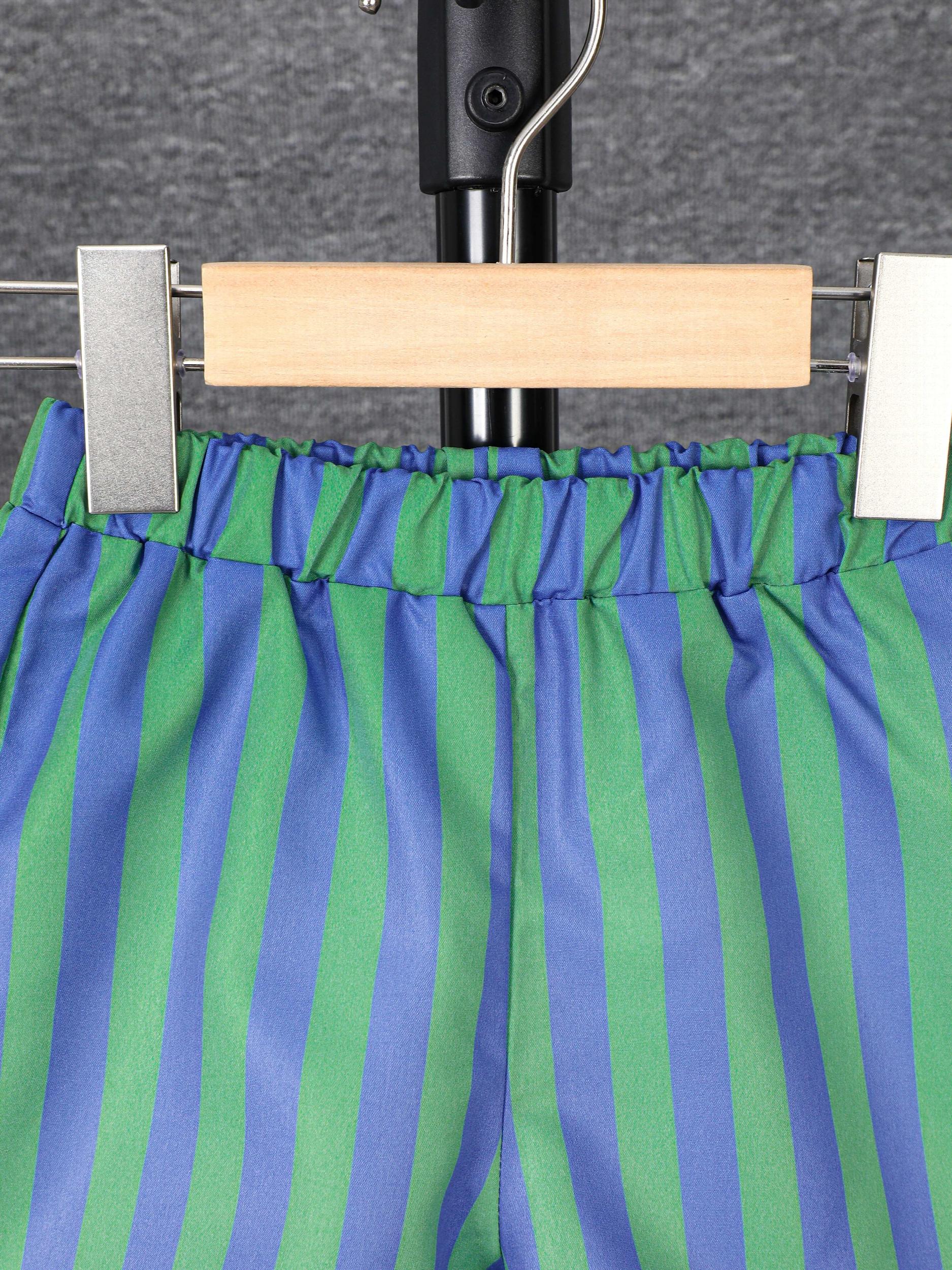 BROTHER Print Boy's 2pcs T shirt & Stripe Shorts Set for Summer