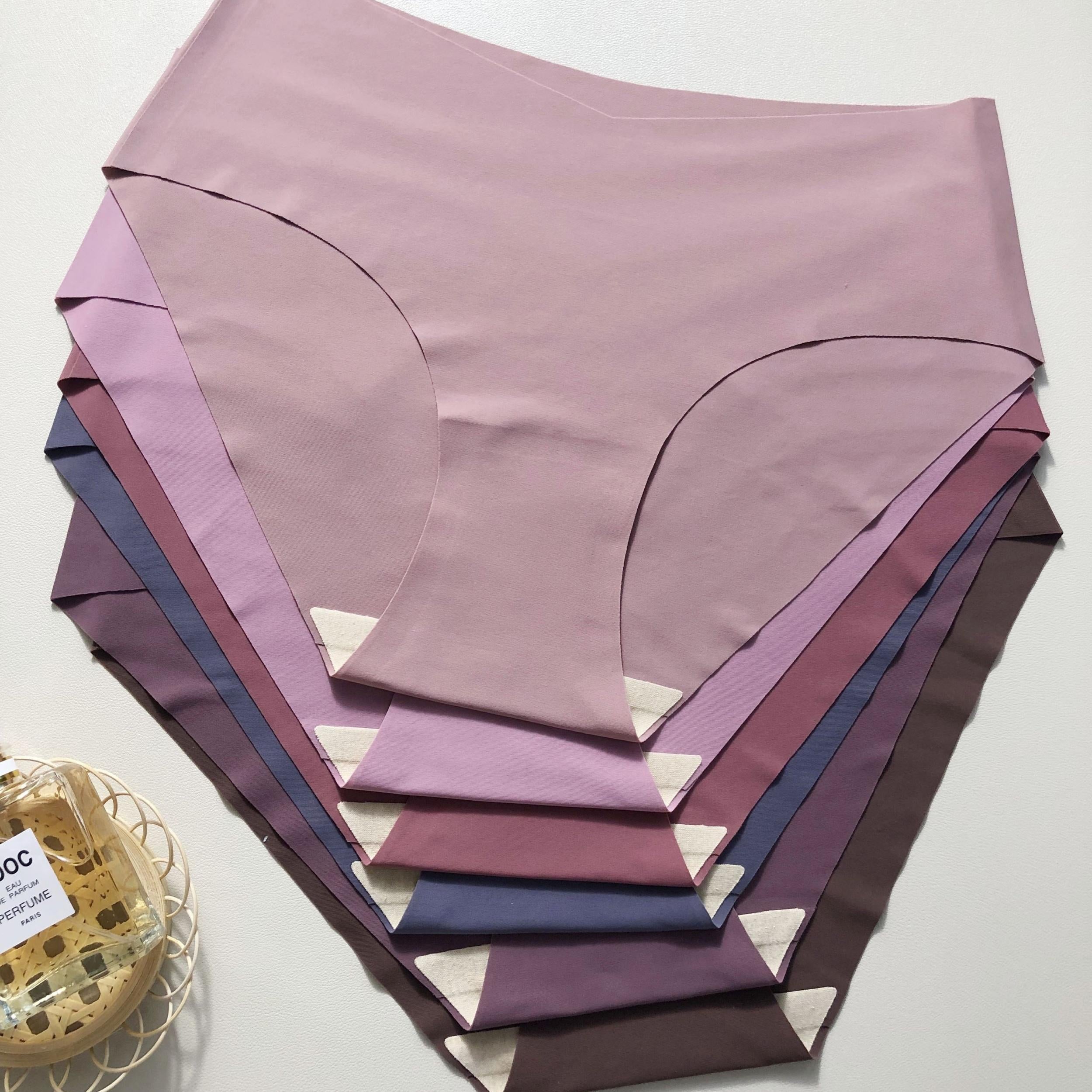 6pcs Seamless Solid Briefs Comfy Breathable Mid Rise Intimates Panties