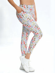 Plant Graphic Yoga Pants High Waist With Pocket Slim Fit Sports Workout
