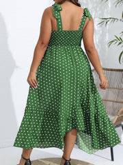 Polka Dots Tie Shoulder Maxi Dress