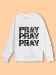 Leopard Letter Print Pullover Sweatshirt for Women