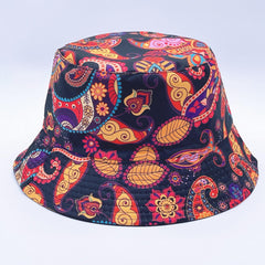 Cartoon Paisley Print Bucket Hat Red Vintage Basin Hat