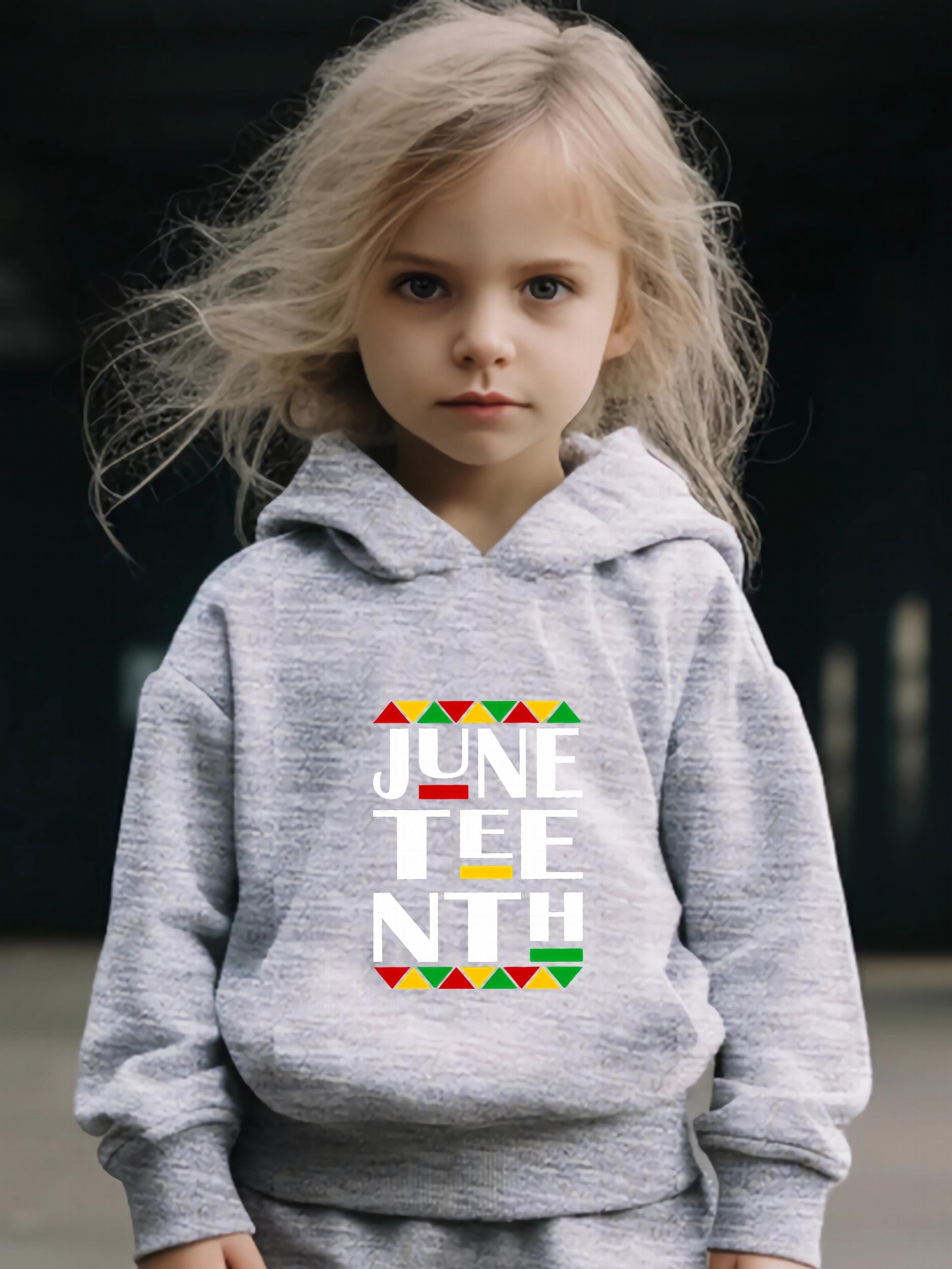 Juneteenth Print Outfit Hoodie & Pants Set Girl's Sporty Clothes