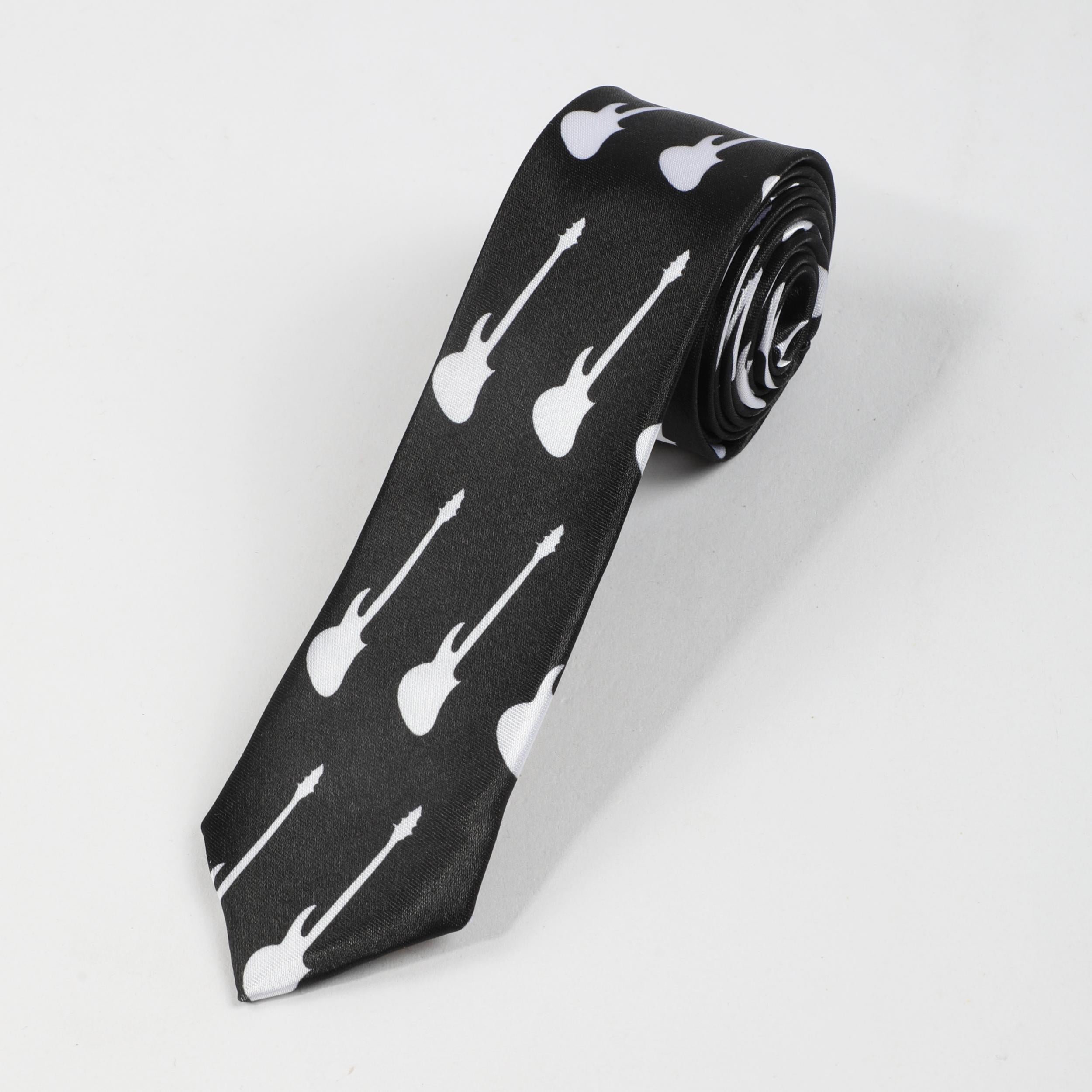 Guitar Print Necktie Solid Casual Tie for Women