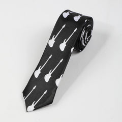 Guitar Print Necktie Solid Casual Tie for Women