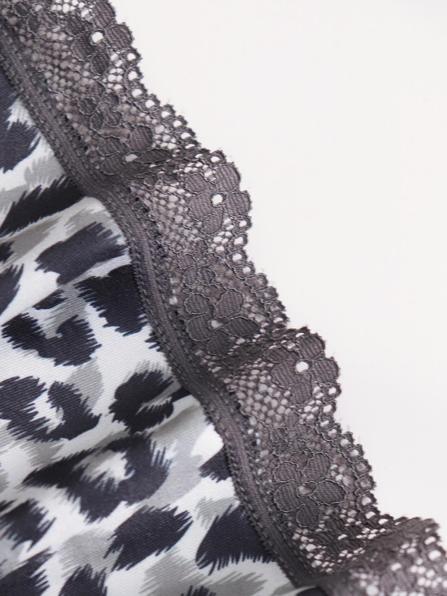 Leopard Print Low Waist Lace Trim Underwear