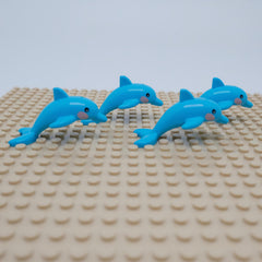 4pcs Dolphins Building Block Accessories Animal Theme Smiling Faces