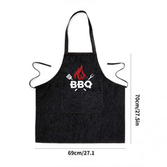 Denim BBQ Apron Double Pockets Wear Resistant Scratch Resistant Work Dress